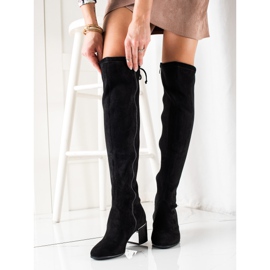 Goodin Elegantes botas de tacón alto hasta el muslo negro 1 Goodin Elegantes botas de tacón alto hasta el muslo negro 1