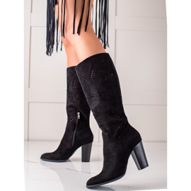 TRENDI Botas caladas de moda negro 4