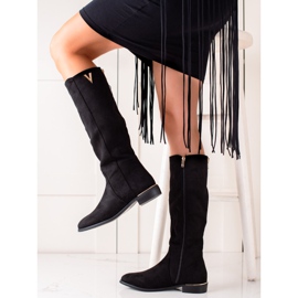 TRENDI Botas de gamuza elegantes negro 3