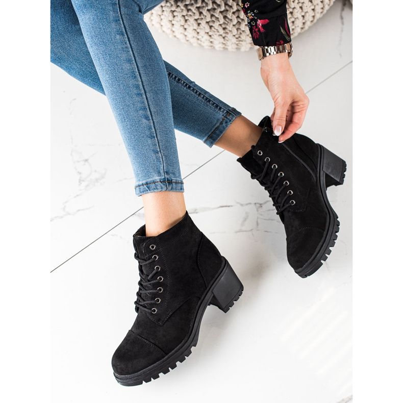 TRENDI Botas cómodas con cordones negro 1 TRENDI Botas cómodas con cordones negro 1