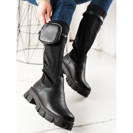 Best Shoes Botas de moda con bolsillo negro 2