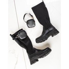 Best Shoes Botas de moda con bolsillo negro 3