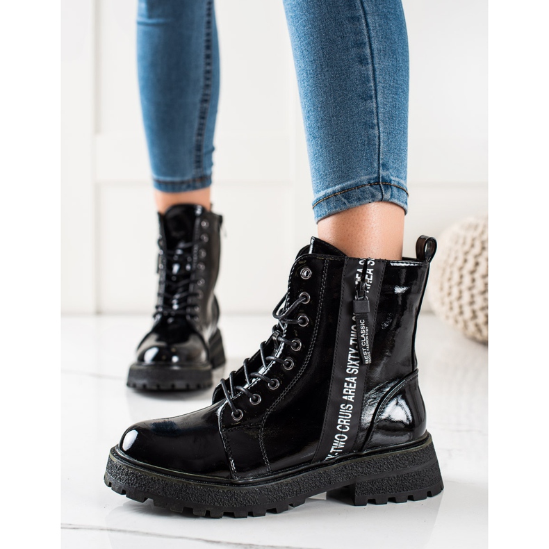 Goodin Bolsas lacadas con cremallera decorativa negro 1