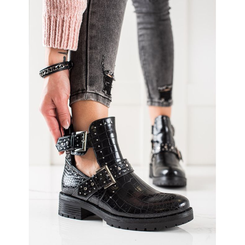 Bestelle Trabajadores con adorno de hebilla negro 1