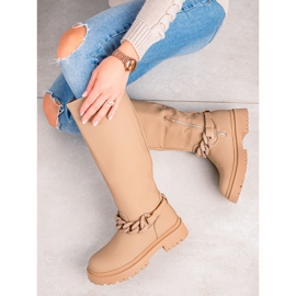TRENDI Botas beige de moda en la plataforma 3