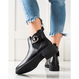 TRENDI Botas con hebilla dorada negro 3