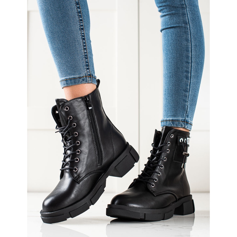 Goodin Bolsos de cordones negros con adorno 2