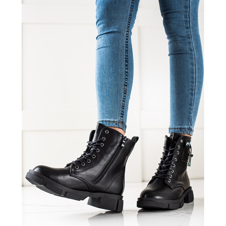 Goodin Bolsos de cordones negros con adorno 1