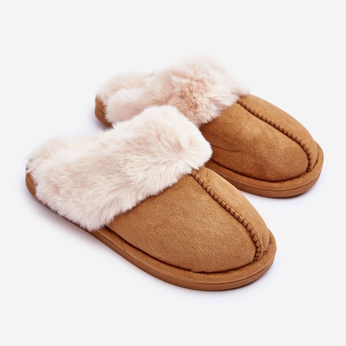 Pantuflas de Mujer Pantuflas con Piel Camel Pinky marrón 1