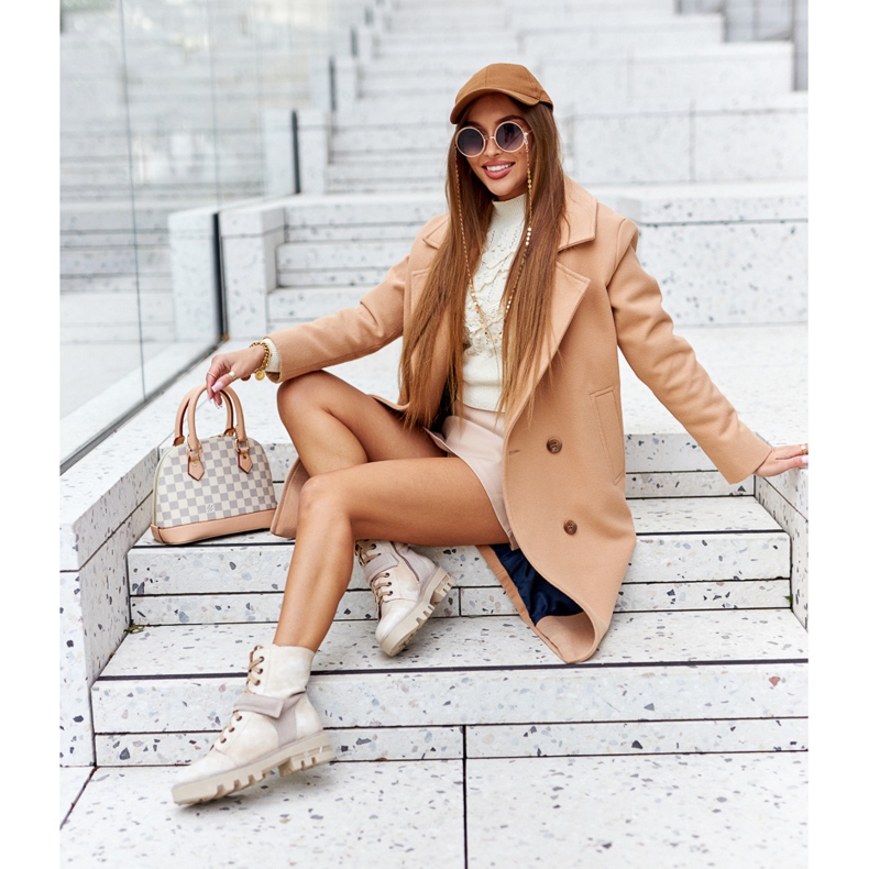 Botas de trabajo de cuero beige Maciejka 05219-04 2