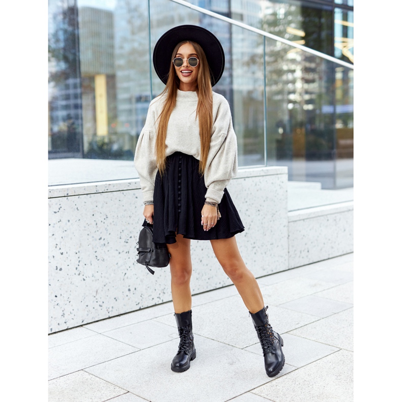 Botas Menie de piel calada negra negro 1 Botas Menie de piel calada negra negro 1