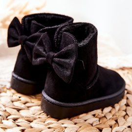Botas de nieve cálidas para niños Lolila negras con lazo negro 4
