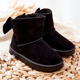 Botas de nieve cálidas para niños Lolila negras con lazo negro 1 Botas de nieve cálidas para niños Lolila negras con lazo negro 1