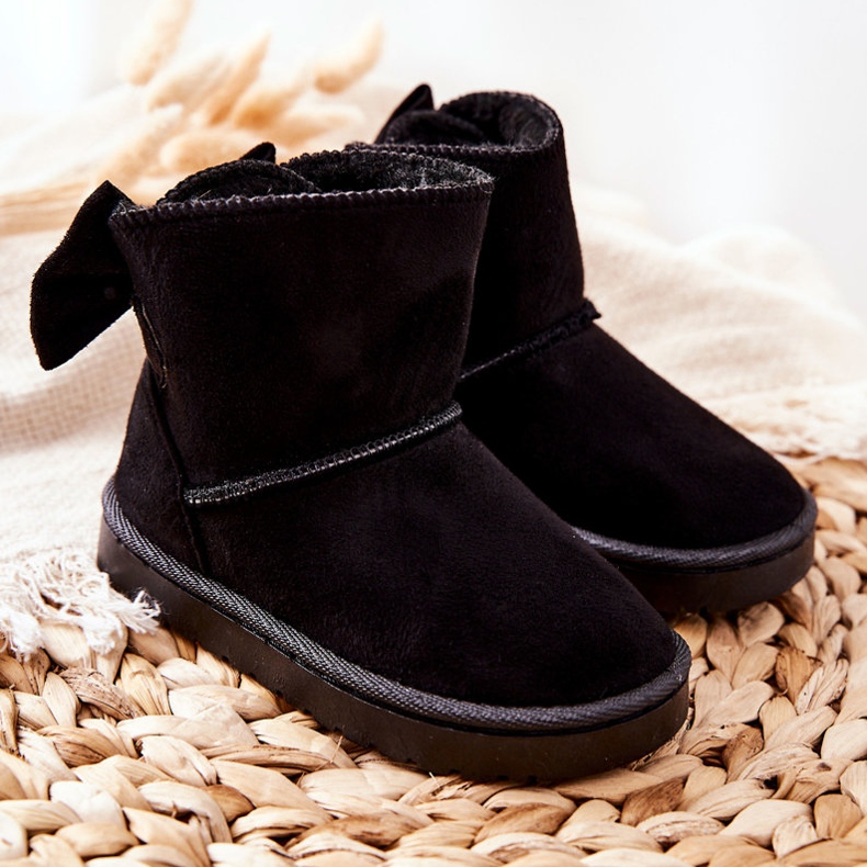 Botas de nieve cálidas para niños Lolila negras con lazo negro 1