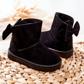 Botas de nieve cálidas para niños Lolila negras con lazo negro 3