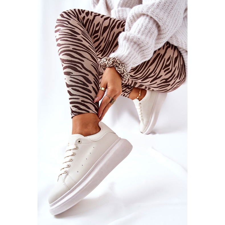 Zapatos deportivos de cuero sobre plataforma Lemmy beige 2