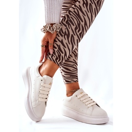 Zapatos deportivos de cuero sobre plataforma Lemmy beige 3