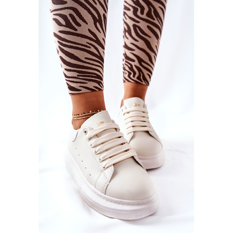 Zapatos deportivos de cuero sobre plataforma Lemmy beige 1