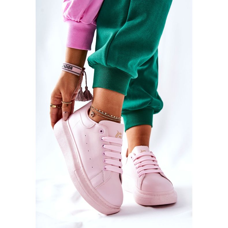 Zapatos deportivos de cuero en la plataforma Pink Lemmy rosado 2