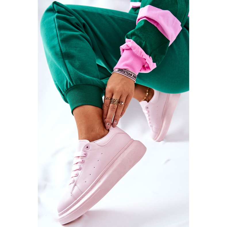 Zapatos deportivos de cuero en la plataforma Pink Lemmy rosado 1