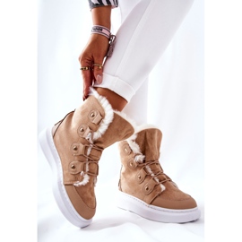 Botas cálidas de lúpulo beige con piel caqui 2