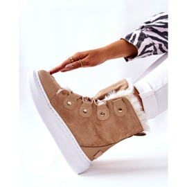 Botas cálidas de lúpulo beige con piel caqui 6
