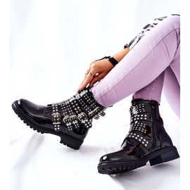 Botas Jodhpur lacadas con rayas Black Marchelli negro 5