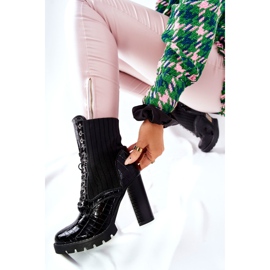 PG1 Botas de mujer en un patrón de cocodrilo de tacón alto Negro Erdogan 1 PG1 Botas de mujer en un patrón de cocodrilo de tacón alto Negro Erdogan 1