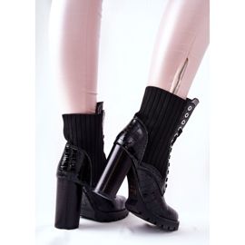 PG1 Botas de mujer en un patrón de cocodrilo de tacón alto Negro Erdogan 2 PG1 Botas de mujer en un patrón de cocodrilo de tacón alto Negro Erdogan 2