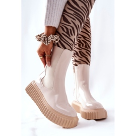 Botas Altas Lacadas Sobre Plataforma Sereia Beige 5