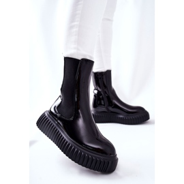 PS1 Botas altas lacadas en la plataforma Black Sereia negro 3