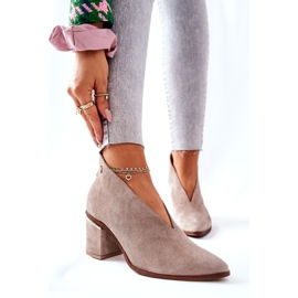 Botas De Piel De Tacón Alto Laura Messi Beige 2344 7