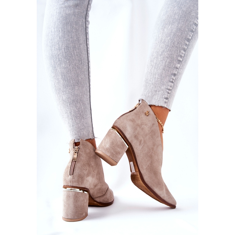 Botas De Piel De Tacón Alto Laura Messi Beige 2344 2
