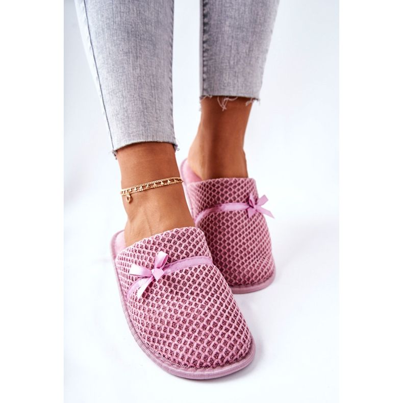 PE1 Pantuflas De Mujer Con Lazo Rosa Evira rosado 1