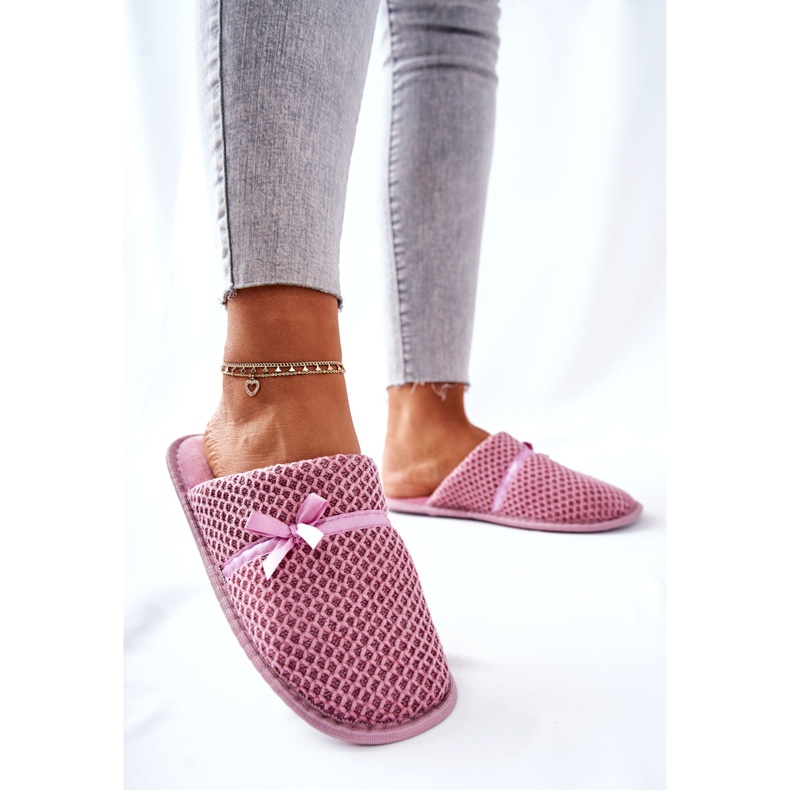 PE1 Pantuflas De Mujer Con Lazo Rosa Evira rosado 2