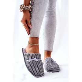 Pantuflas De Mujer Con Lazo Gris Evira 4