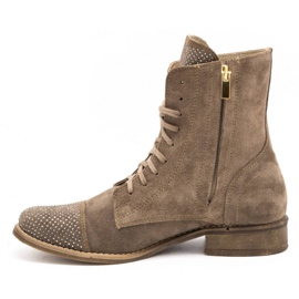 Exquisite Botas de mujer de piel con lentejuelas 1259EX beige 1