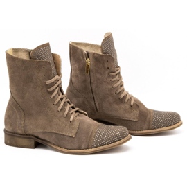 Exquisite Botas de mujer de piel con lentejuelas 1259EX beige 2