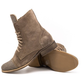 Exquisite Botas de mujer de piel con lentejuelas 1259EX beige 3