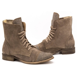 Exquisite Botas de mujer de piel con lentejuelas 1259EX beige 4