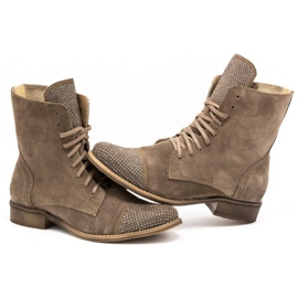 Exquisite Botas de mujer de piel con lentejuelas 1259EX beige 5