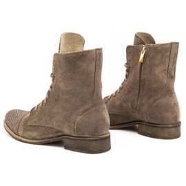 Exquisite Botas de mujer de piel con lentejuelas 1259EX beige 6