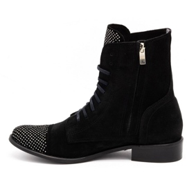 Exquisite Botas de mujer de piel con lentejuelas 1259EX negro 1