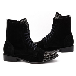 Exquisite Botas de mujer de piel con lentejuelas 1259EX negro 4