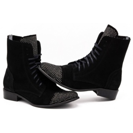 Exquisite Botas de mujer de piel con lentejuelas 1259EX negro 5