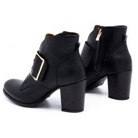 Exquisite Botines de piel para mujer con hebilla de tacón alto 1262EX negro 6