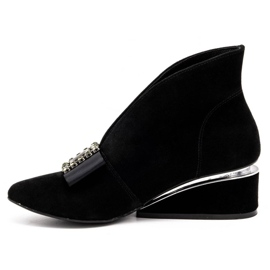 Exquisite Botas de piel de mujer en la plataforma 1278EX negro 1