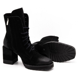 Exquisite Botas de mujer de piel con tacones altos 1287EX negro 3