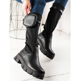 Best Shoes Botas de moda con bolsillo negro 4