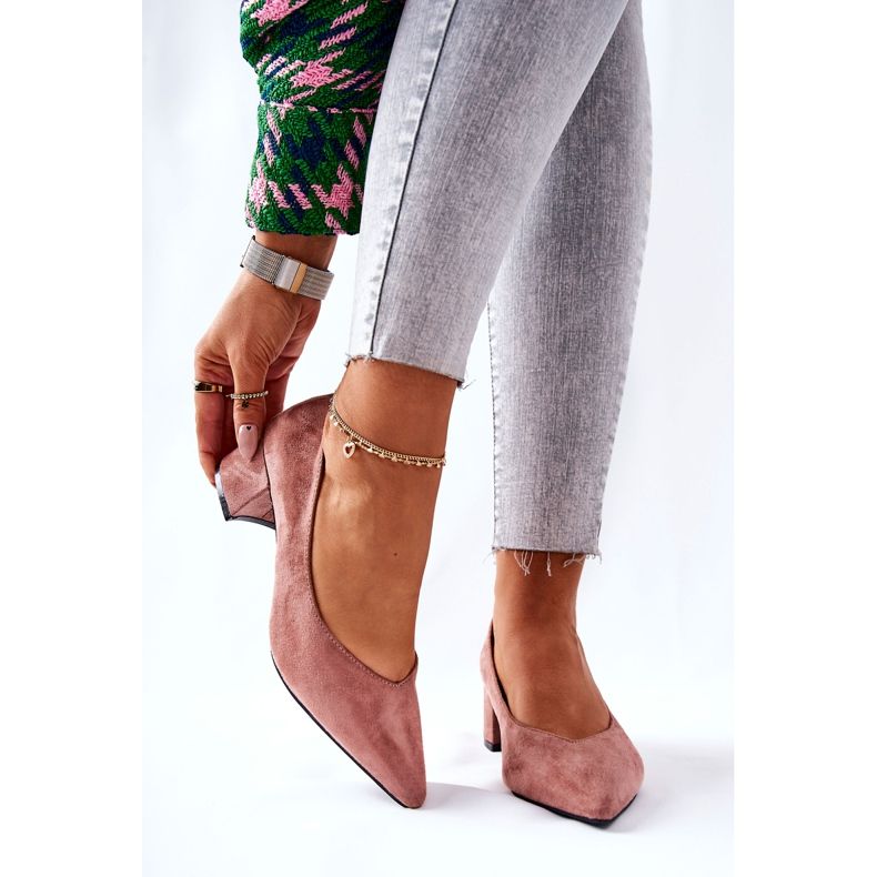 PG1 Zapatos De Tacón De Ante En Un Pilar Rosado Ross 1